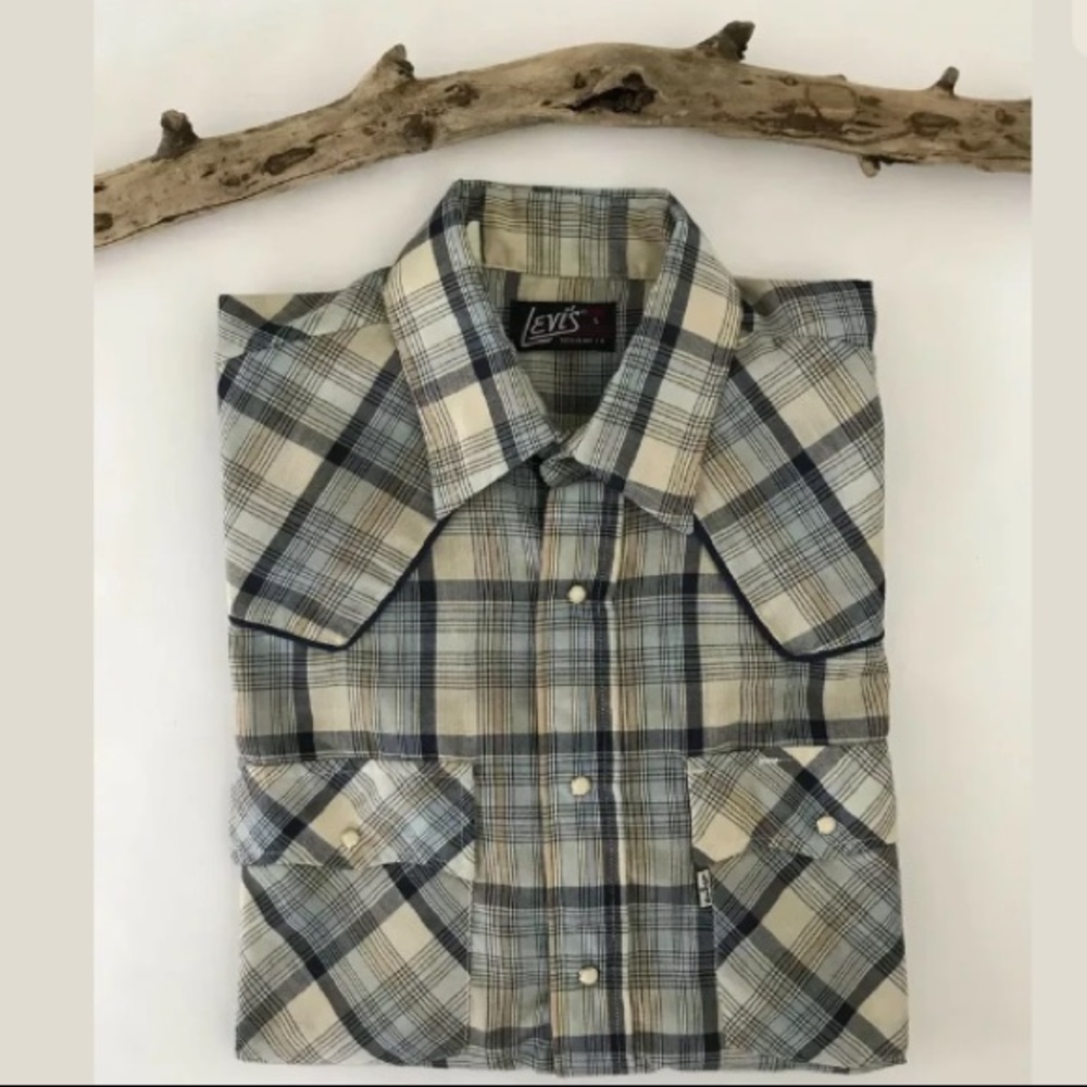 Levi’s Plaid Western Pearl Snap Button Shirt Sz L